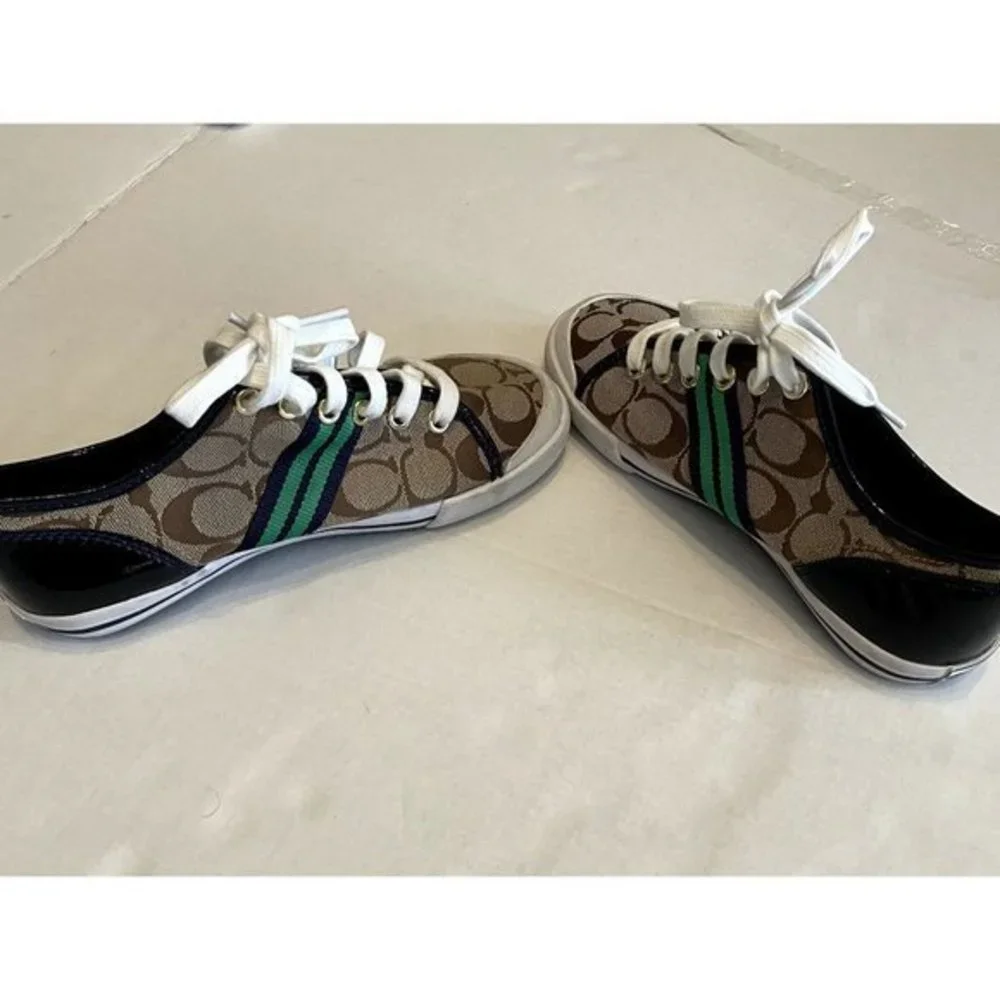 SIZE 6. COACH Folly logo canvas &‎ leather sneakers shoes.